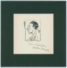 Arthur Mailey, New South Wales & Australia 1912-1930. Original pen and ink caricature self portrait by Arthur Mailey. The portrait has been very nicely signed &lsquo;Yours sincerely&rsquo; by Mailey. Window mounted. Overall 9.75&rdquo;x9.75&rdquo;. Good condition