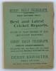 &lsquo;The Derbyshire Cricket Guide for season 1909&rsquo;. 14th Edition. Compiled by L.G. Wright and W.J. Piper Jun. Published by Baker & Hudson of Derby. Front wrapper detached, some age toning to original green wrappers, some loss of spine paper, minor rusting to - 2