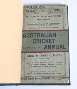 &lsquo;The Australian Cricket Annual&rsquo;. 1896, 1897 and 1898. Edited by John C. Davis. George Robertson & Co., Sydney 1896. Printed by Edward Lee & Co., Sydney. All three editions bound in green boards, the 1896 and 1898 editions with original decorative paper wr