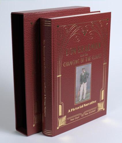 &lsquo;Don Bradman and the Changing of the Guard A Pictorial Narrative&rsquo;. Peter Lloyd and Peter Schofield, 2021. Limited edition no 79 of 117 produced, signed by Lloyd, Schofield, Mike Coward and Bernard Wimpress. In slip case. Very good condition