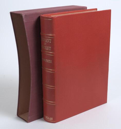 Don Bradman. &lsquo;Pageant of Cricket&rsquo;. D.Frith. London 1987. Foreword by Don Bradman. De-luxe leather bound limited edition of two hundred numbered copies, this being number 131, signed by Don Bradman and the author, Frith. Bound in full red leather, all edge