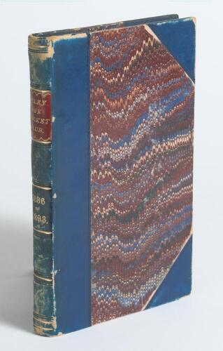 &lsquo;Scores of the Apsley Park Cricket Club&rsquo; 1886-1893. Eight volumes of match scores, averages and rules for each of the eight seasons bound together in one volume in contemporary blue calf and marbled boards, marbled page edges. Padwick 1937. Stamp of &lsquo;Arth