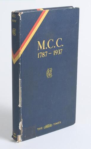 M.C.C. 1787-1937&rsquo; reprinted from &lsquo;The Times&rsquo; M.C.C. Number May 25th 1937. The Times Publishing Company. London 1937. Original decorative boards. The facsimile autograph sheets of the England and Australian team who played at Lord&rsquo;s in 1938 are laid down t
