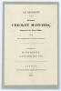 &lsquo;An Account of the Principal Cricket Matches played in the year 1823 with the Particulars of Each Innings&rsquo;. Henry Bentley. Printed by T. Traveller, London 1823. The rare first supplement, bound in modern paper covers with facsimile title page, some light 