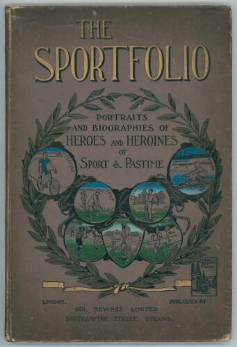 &lsquo;The Sportfolio. Portraits and biographies of heroes and heroines of sport and pastime&rsquo;. George Newnes, London 1896. Originally published in parts. Many illustrations. Bound in publisher&rsquo;s decorative cloth with colour illustrations and gilt, with a title-