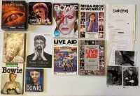 DAVID BOWIE BOOKS AND DVDS - INC LIVE AID PROGRAMME - LOT 329