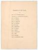 &lsquo;New Zealand Society. Luncheon to The Members of the M.C.C. Touring Team&rsquo;. Original large folding table plan for the luncheon held at the Savoy Hotel on Friday 27th September 1935. Titles to front, menu and toast list to internal pages and a listing of th - 3