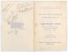South Africa tour to England 1935. Official four page folding menu for the &lsquo;Complimentary Dinner&rsquo; given to the South African team by the Yorkshire Rugby Football Union, held at the Royal Victoria Station Hotel, Sheffield, 22nd June 1935. Six signatures in