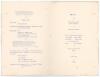South Africa tour to England 1935. Official four page folding menu for the &lsquo;Complimentary Dinner&rsquo; given to the South African team by the Yorkshire Rugby Football Union, held at the Royal Victoria Station Hotel, Sheffield, 22nd June 1935. Six signatures in - 2
