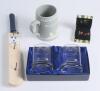 Worcestershire C.C.C. Small box comprising a selection of Worcestershire related items including a Wisden Cricketers&rsquo; Almanack for 1989, limp cloth covers, signed to photo plate by Phil Neale, one of the &lsquo;Five Cricketers of the Year&rsquo;. Commemorative &lsquo;Worce - 2