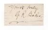 George Robert Baker. Yorkshire (1884, 7 matches, Lancashire 1887-1899, 228 matches). Excellent ink signature of Baker on paper piece, signed &lsquo;yours truly&rsquo;, laid down. Good condition