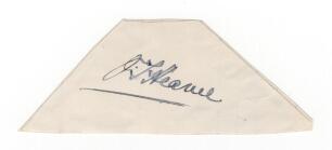 John Thomas Hearne. Middlesex & England 1888-1923. Excellent ink signature of Hearne on paper piece, laid down to irregular shaped paper piece. Good condition