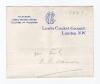 Pelham Francis Warner, Middlesex & England 1894-1929. Excellent ink signature of Warner, signed &lsquo;yours truly and dated 1899, on trimmed &lsquo;Lord&rsquo;s Cricket Ground, London&rsquo; headed paper, laid down. Light folds, good condition