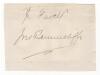 John Tunnicliffe. Yorkshire 1891-1907. Excellent ink signature of Tunnicliffe, signed &lsquo;your truly&rsquo; on paper piece, laid down. Light folds, good condition
