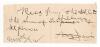 Arthur Harwood &ldquo;Affie&rdquo; Jarvis. South Australia & Australia 1877-1901. Large note in Jarvis&rsquo;s handwriting stating &lsquo;Received from the [?, perhaps M. (Melbourne?)] C.C. the sum of two shillings and sixpence&rsquo;. Signed and dated by Jarvis (1894? 1896?). A rare 