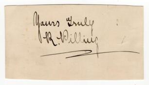 Richard Pilling. Lancashire & England 1877-1889 Excellent ink signature of &lsquo;Dick&rsquo; Pilling on card piece. A very rare and desirable signature