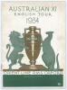 Australia tour of England 1934. Official &lsquo;Australian XI English Tour 1934 Orient Line R.M.S. &ldquo;Orford&rdquo;&rsquo; brochure. The front cover features the Ashes urn with lion and kangaroo to either side in green and gold. The brochure is fully and nicely signed in bla