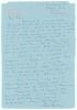 Keith Ross Miller. Victoria, New South Wales, Nottinghamshire & Australia 1937-1959. Single page aerogramme letter from Miller in Australia, dated 10th October 1977, to &lsquo;Dear Peter&rsquo; in Northern Ireland. Miller is replying to an enquiry about his &lsquo;best mom