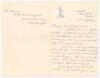 Richard Gorton &lsquo;Dick&rsquo; Barlow&rsquo;. Lancashire, Derbyshire & England 1871-1891. Two page handwritten folding letter in ink from Barlow to F.S. Ashley-Cooper. Dated 4th November 1912, on his personal letterhead in Blackpool, Barlow is replying to an enquiry abo