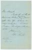 John Shuter. Kent, Surrey and England 1874-1909. Single page handwritten letter in ink from Shuter to the writer and administrator, Charles W. Alcock, dated &lsquo;Dec. 4&rsquo;, year unknown. Shuter writes to confirm his attendance &lsquo;at No. 57 tomorrow Wednesday morn