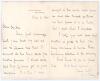 John Auger Dixon. Nottinghamshire 1882-1905. Two page letter handwritten in ink by Dixon in Nottingham to David Denton (Yorkshire & England 1894-1920) with good cricket content. Dated 2nd August 1900, Dixon has bought a bat of Denton&rsquo;s and he writes &lsquo;My f