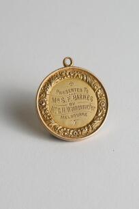 Sydney Francis Barnes, Warwickshire, Lancashire, Staffordshire, England & Wales 1894-1930. M.C.C. tour of Australia 1907-08. Hallmarked 15 carat gold medal presented to Barnes following his performance for England against Australia in the second Test matc