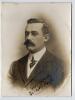 Ernest George Hayes. Surrey, Leicestershire & England 1896-1926. Excellent studio portrait of Hayes taken on the M.C.C. tour of Australia in 1907/08. Hayes is pictured wearing suit and tie. The photograph nicely signed in black ink by Hayes &lsquo;yours sincere