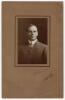 Sydney Francis Barnes, Warwickshire, Lancashire, Staffordshire, England & Wales 1894-1930. Exquisite studio portrait of Barnes taken on the M.C.C. 1911/12 tour of Australia. Barnes is pictured wearing suit and tie. The photograph, laid down to official ph