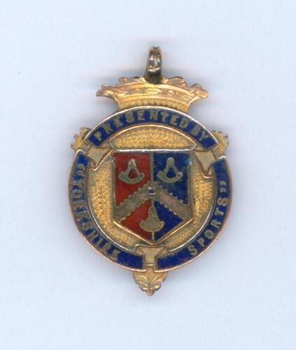 Sydney Francis Barnes, Warwickshire, Lancashire, Staffordshire, England & Wales 1894-1930. Gold and enamel medal presented to Barnes for his outstanding performance for Saltaire in the 1915 season. The medal was presented by &lsquo;Yorkshire Sports&rsquo;. To one sid