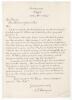 Sydney Francis Barnes, Warwickshire, Lancashire, Staffordshire, England & Wales 1894-1930. &lsquo;80th Birthday&rsquo; 1953. Handwritten one page letter from Barnes to &lsquo;The Editor of the Birmingham Post&rsquo; on the occasion of his 80th Birthday. The letter, dated on his 