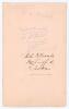 Australia and England signatures 1927/28. Album page signed in ink (one in pencil) by eleven Australian and English cricketers, dated &lsquo;1927&rsquo;. Signatures include Jack Ryder, Sam Everett, Arthur Mailey, Johnny Taylor, Bill Woodfull (Australia), George Geary - 2