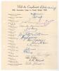 Australian tour of England 1948. Official autograph sheet for the Australian touring team to England 1948. Nicely signed in ink by all eighteen members of the party including Bradman, Harvey, Miller, Hassett, Johnson, Toshack, Harvey, Johnston, Loxton, Mc