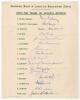 Australian tour of South Africa 1957/58. Official autograph sheet for the Australian touring party very nicely signed by all sixteen of the players and the Manager, John Norton. Signatures are Craig, Harvey, Archer, Benaud, Davidson, Burke, McDonald, Simp