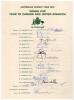 Australian World Cup Tour to Canada and England 1975. Official autograph sheet with printed title and players&rsquo; names, fully signed in different coloured inks by all nineteen listed members of the Australian touring party. Players&rsquo; signatures are I. Chappe