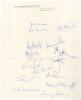 Australian tour of New Zealand 1977. Autograph sheet, with stamped heading &lsquo;1977 Australian Tour of New Zealand&rsquo; to top border signed by sixteen members of the touring party. Signatures include G. Chappell, Marsh, Walters, Lillee, O&rsquo;Keefe, Gilmour, Hughes