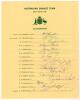 Australian tour of the West Indies 1978. Official autograph sheet fully signed in ink by all sixteen members of the touring party including Simpson, Thomson, Yardley, Hughes, Serjeant, Wood, Yallop, Toohey, Callen, Darling etc. Three signatures in green i