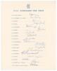 M.C.C. tour to Australia 1958/59. Official M.C.C. autograph sheet with printed title and players&rsquo; names, fully signed in ink by all eighteen listed members of the touring party. Player&rsquo;s signatures are May (Captain), Cowdrey, Bailey, Evans, Graveney, Lake