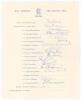 M.C.C. tour of Australia and New Zealand 1962/63. Official M.C.C. autograph sheet with printed title and players&rsquo; names. Nicely signed in ink by sixteen playing members of the touring party. Signatures are Dexter (Captain), Cowdrey, Allen, Barrington, Col