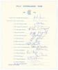 M.C.C. tour of Australia 1965/66. Official M.C.C. autograph sheet with printed title and players&rsquo; names. Nicely and fully signed in ink by all seventeen playing members of the touring party. Signatures are Smith (Captain), Cowdrey, Allen, Barber, Barringt