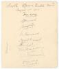 South Africa tour to England 1904. Large album page beautifully signed in ink by the eleven members of the South African touring party, ten of whom played in the tour match v Leicestershire at Aylestone Road, 1st- 3rd August 1904. The page with handwritte