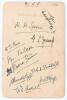 South Africa tour to England 1912. Triangular Test Series. Album page very nicely signed in black ink by twelve members of the South African touring party. Signatures are Mitchell (Captain), Tancred, Pegler, Carter, Nourse, Cox, Ward, Stricker, White, Bea - 2
