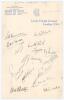 South Africa tour to England 1935. Official M.C.C. Lord&rsquo;s Cricket Ground headed paper very nicely signed in ink by all fifteen playing members of the South African touring party. Signatures are Wade (Captain), Cameron, Rowan, Viljoen, Mitchell, Nourse, Si