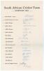 South Africa tour to England 1951. Large official autograph sheet with printed title and players&rsquo; names, fully and very nicely signed in ink by all sixteen members of the South Africa touring party, plus the scorer Ferguson. Signatures are Nourse (Captain