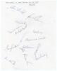 West Indies tour to India, Pakistan & Sri Lanka 1974/75. Large plain page on lightweight paper nicely signed in ink by thirteen members of the West Indies touring party. Signatures are Greenidge, Padmore, Fredericks, Holder, Roberts, Deryck Murray, Willet