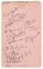 New Zealand tour to England 1927. Album page nicely signed in pencil by all fourteen members of the New Zealand touring party. Signatures are Lowry (Captain), Henderson, Page, Dacre, Bernau, Blunt, Mills, Cunningham, Dempster, McGirr, Oliver, Merritt, Jam