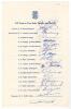 New Zealand tour to India, Pakistan and England 1965. Official autograph sheet signed in ink by all sixteen members of the New Zealand touring party. Players&rsquo; signatures are Reid (Captain), Dowling, Cameron, Collinge, Congdon, Jarvis, Morgan, Motz, Pollar