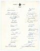 Pakistan tour of England 1962. Official autograph sheet with printed title and players&rsquo; names, nicely and fully signed in ink by all twenty members of the touring party. Players&rsquo; signatures are Burki (Captain), Hanif Mohammad, Imtiaz Ahmed, Fazal Mahmood,
