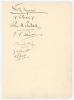 London County Cricket Club 1900. Large album page very nicely signed in ink by members of the London County team who played Surrey at The Oval, plus other members, on 16th to 18th April 1900. Signatures of the players who played in the match are W.G. Grac