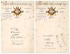 North v South Test Trial 1927. Two sheets of attractive colour letterheads for Sheffield United Cricket & Football Club, Bramall Lane, Sheffield. One page nicely signed in black in by six members of the North team, the other similarly signed by seven of t