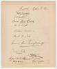 Sussex C.C.C. 1899. Large original lined page beautifully signed in ink by the Sussex team who played Kent at The Angel Ground, Tonbridge on the 5th to 7th June 1899. Thirteen signatures in total, the eleven that played at Tonbridge plus the signatures of
